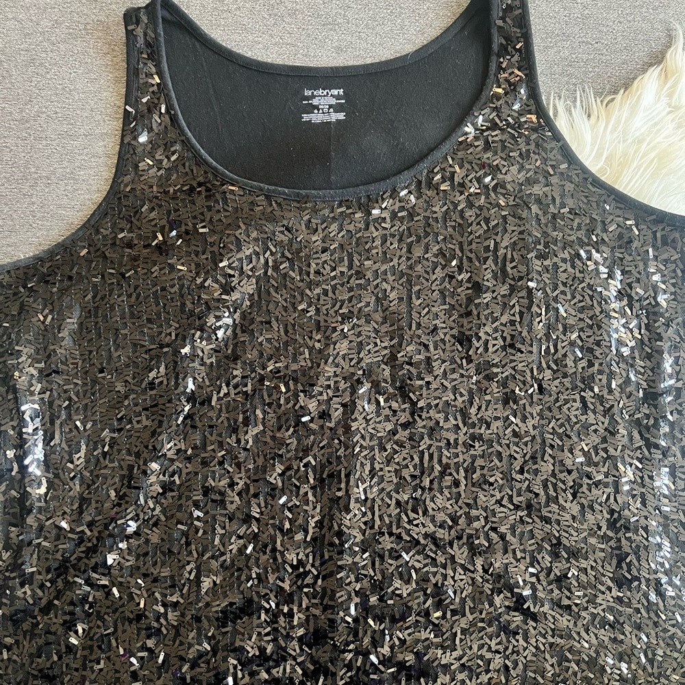 Lane Bryant Black Sparkle Tank Top date night capsule